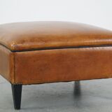 Large square sheepskin leather ottoman