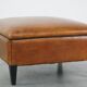 Large square sheepskin leather ottoman