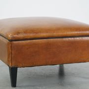 Large square sheepskin leather ottoman