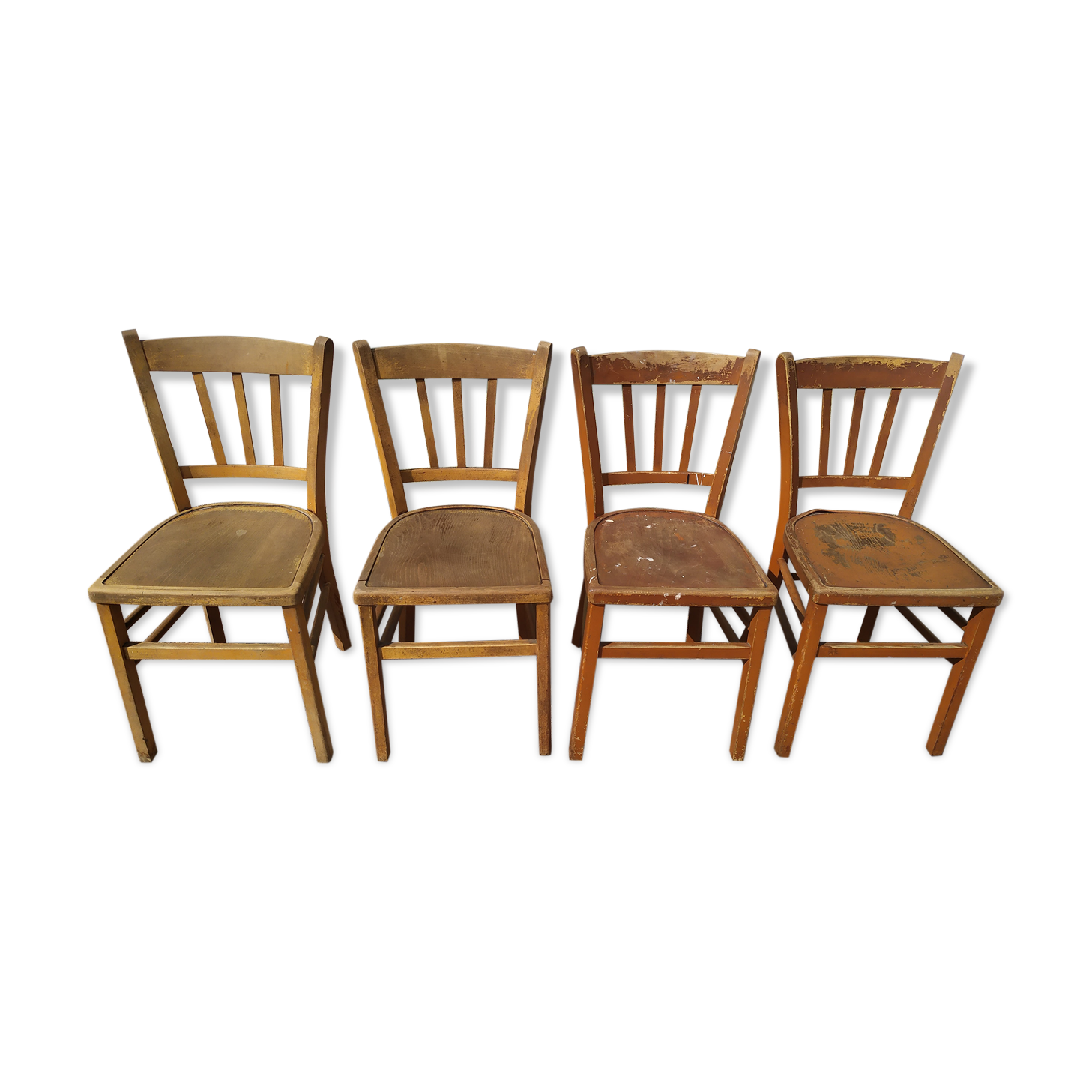 Set of 4 wooden chair bistrot farm