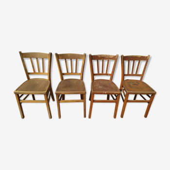 Lot de 4 chaise en bois bistrot ferme