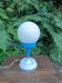 Lampe boule Space Age en opaline blanche et plastique bleu, année 1970