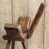 Pair of brutalist chairs made of raw wood