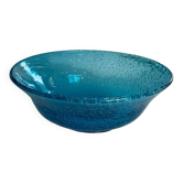 Decorative bowl in blue bubble glass Hand-blown glass