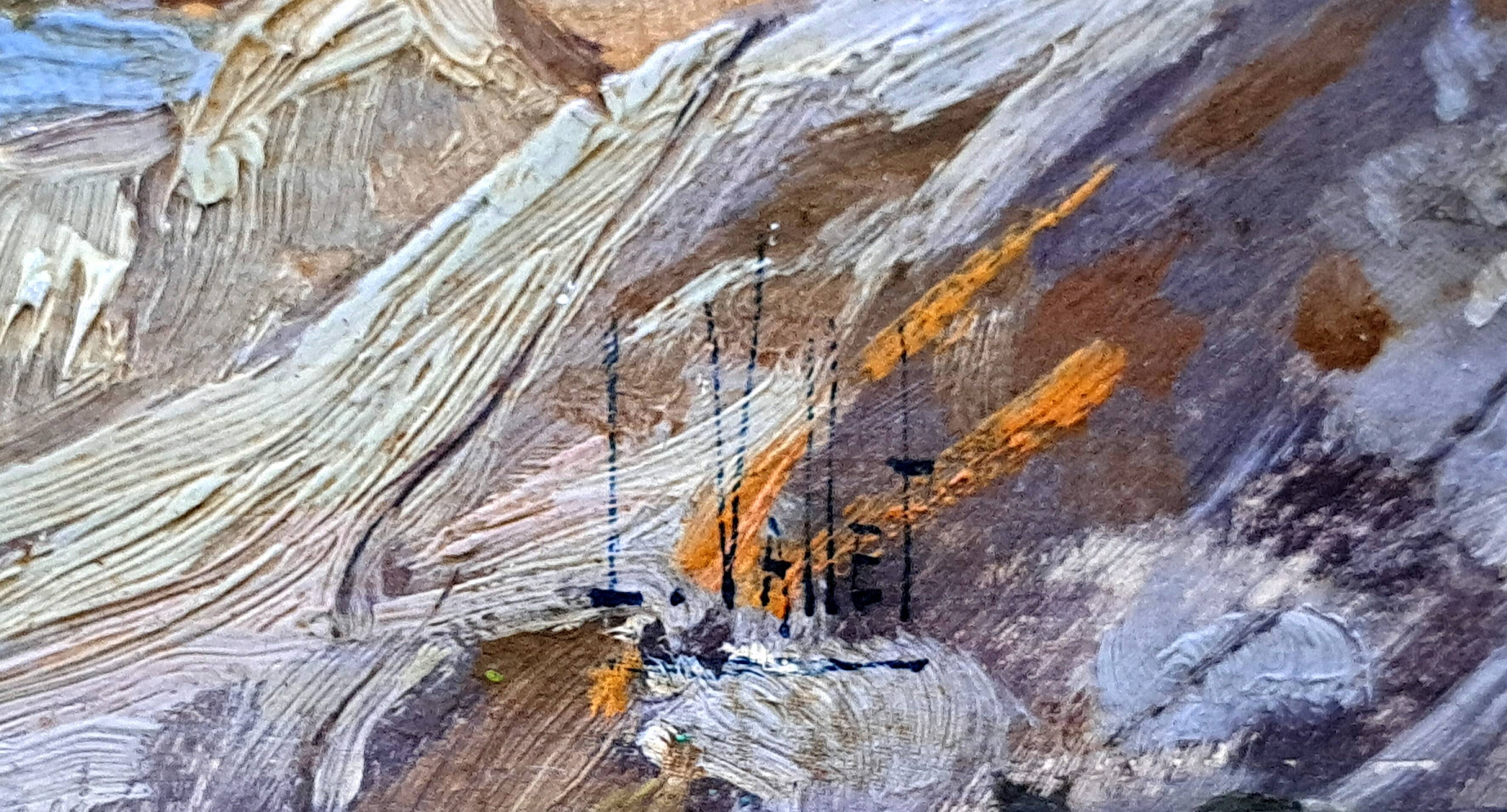 Post-Impressionist painting by Louis VALLET, oil on cardboard, Norman seascape.