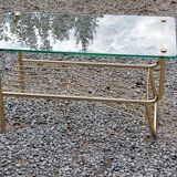 Coffee table from the 60s top glass base metal gilded