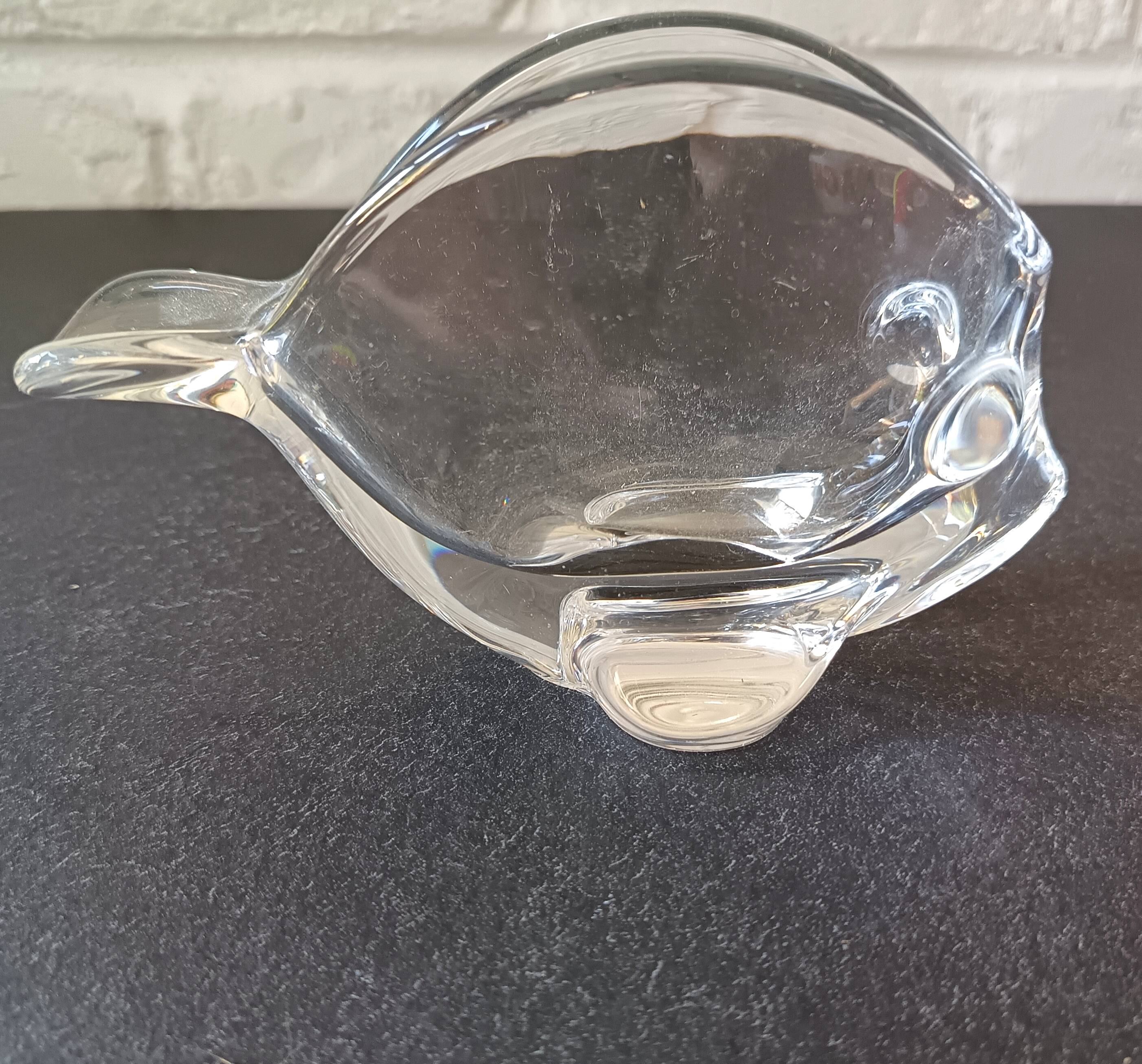 Set of 2 Empty Pockets, Dolphin Fish Glass Jars, Vannes Crystal