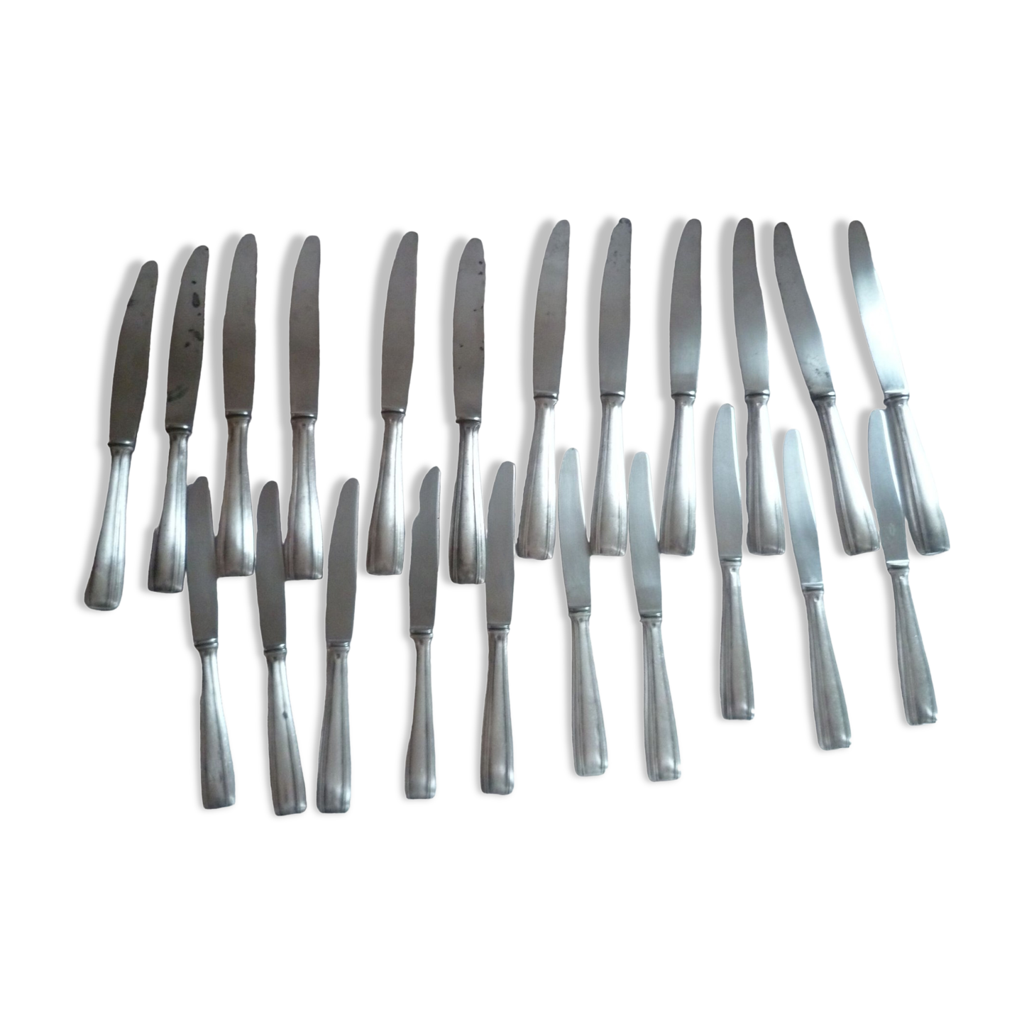 Ens. 12table knives 10 dessert knives in food. silver vintage style