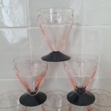 Pink and black etched Art Deco glass