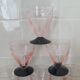 Verre Art déco gravé rose et noir