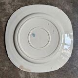 Square flat plate Gien in blue ironstone, service "Birds" around 1870.