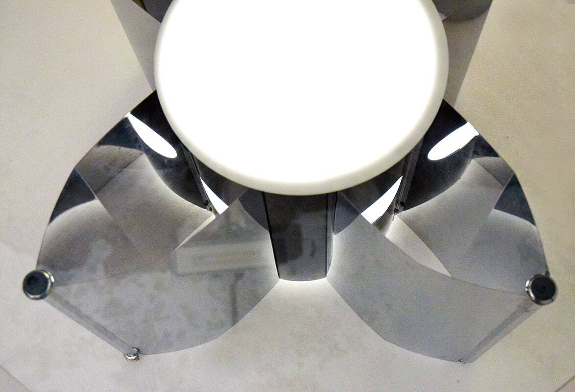 Space age Italian coffee table in steel with lighting, 1970s