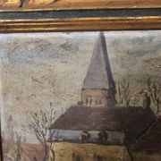 Oil on Panel Painting Animated Landscape Village Signed Gaëtan MONTAGNEY 1888