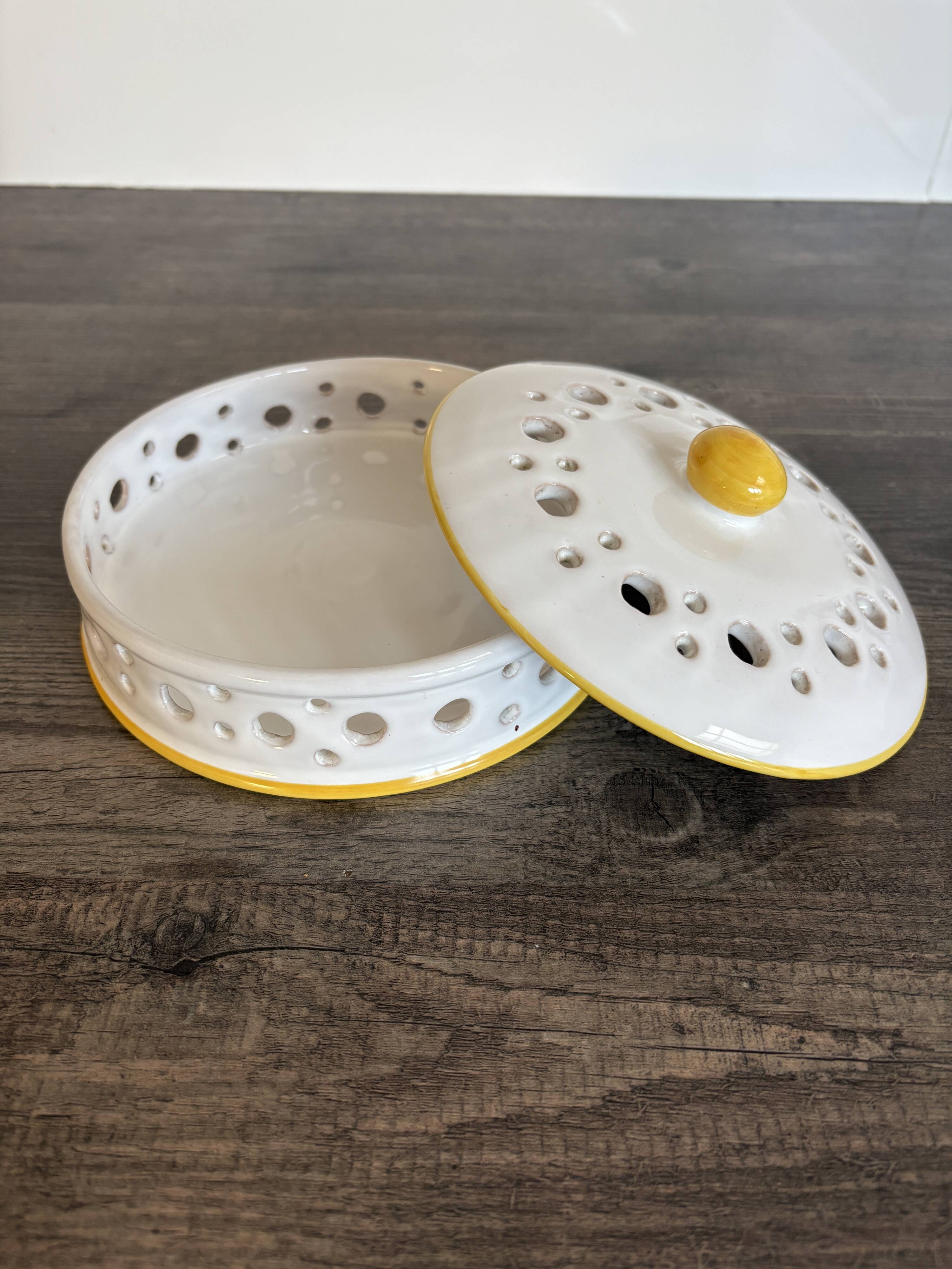 Vintage perforated ceramic box Arlux Belgium – 1960s/70s