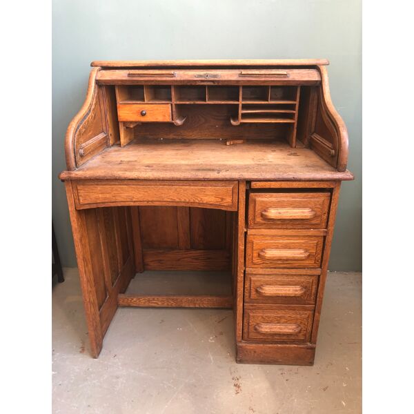 Antique Wood Desk Roltop With Roller, Antique Roll Top Desk Canada