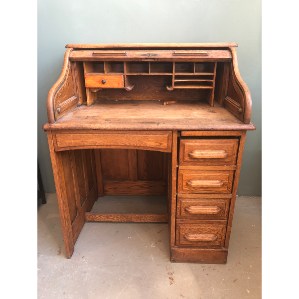 Antique Wood Desk Roltop With Roller Door And 4 Load From 1930 Selency Antique Wood Desk Roltop With Roller, Antique Roll Top Desk Canada