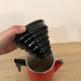 Red enamel coffee maker with filter