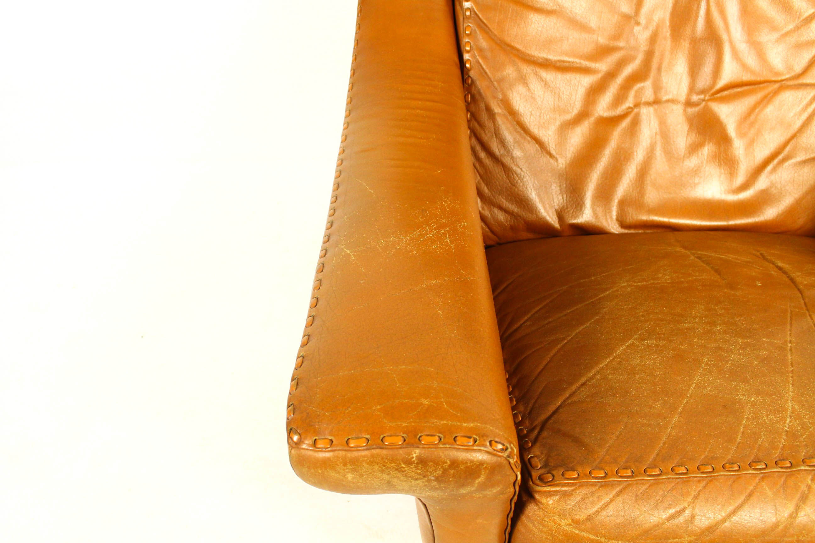 Matador swivel leather chair with ottoman by Aage Christiansen for Erhardsen & Andersen, 1960s