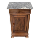 Bedside table in solid walnut with Marble Ste Anne, 1900