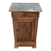 Chevet en noyer massif avec marbre Ste-Anne, 1900