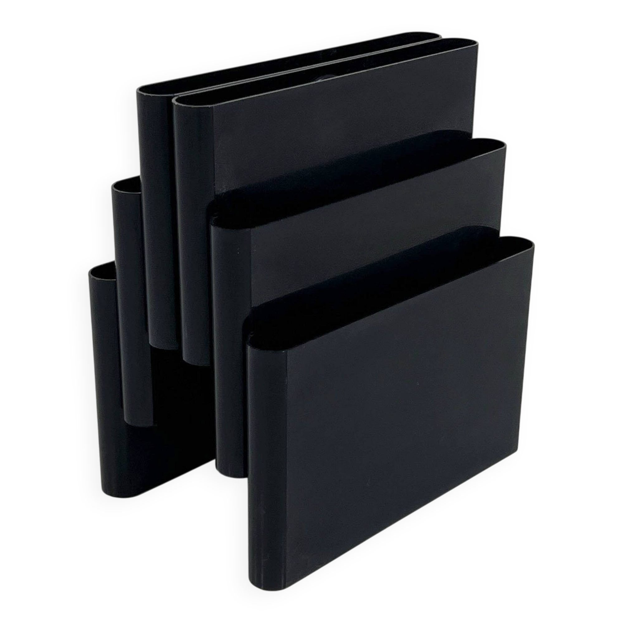 Black magazine rack by Giotto Stoppino for Kartell, 1970