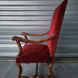 Authentic large antique armchair in the Louis XIII style "sheep's bone"