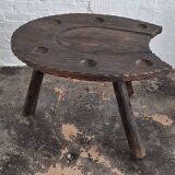 Brutalist hand-carved horse-shoe shaped gaming / coffee table, 1960s