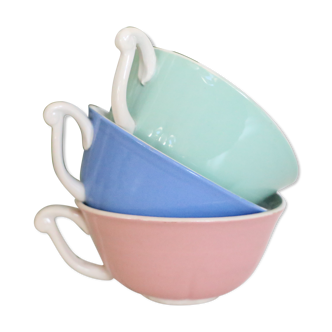 Set of 3 cups Moulin des Loups, vintage, French