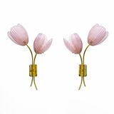 Pair of Tulips Murano Glass and Brass Sconces