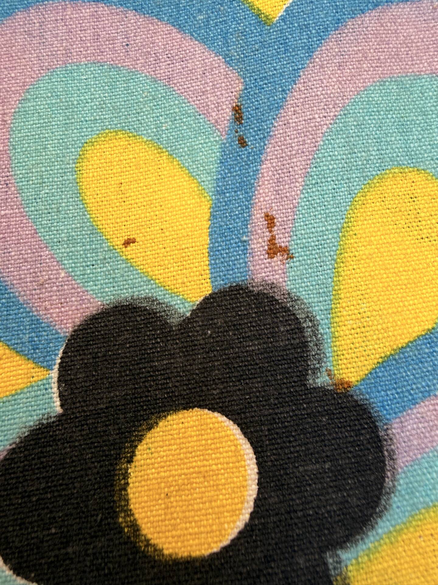 Transat années 70en toile à motifs colorés