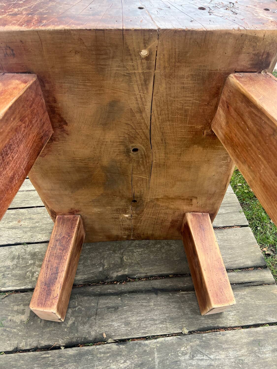 Brutalist coffee table made of solid wood