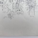 Ink on paper signed by Abdelkader GUERMAZ, Place Georges Pompidou, circa 1977