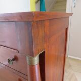 4-drawer chest of drawers - empire style - with detached columns - mahogany-bronze stain