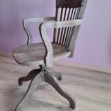 Swivel office chair in gray lacquered wood