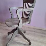 Fauteuil de bureau pivotant en bois laqué gris