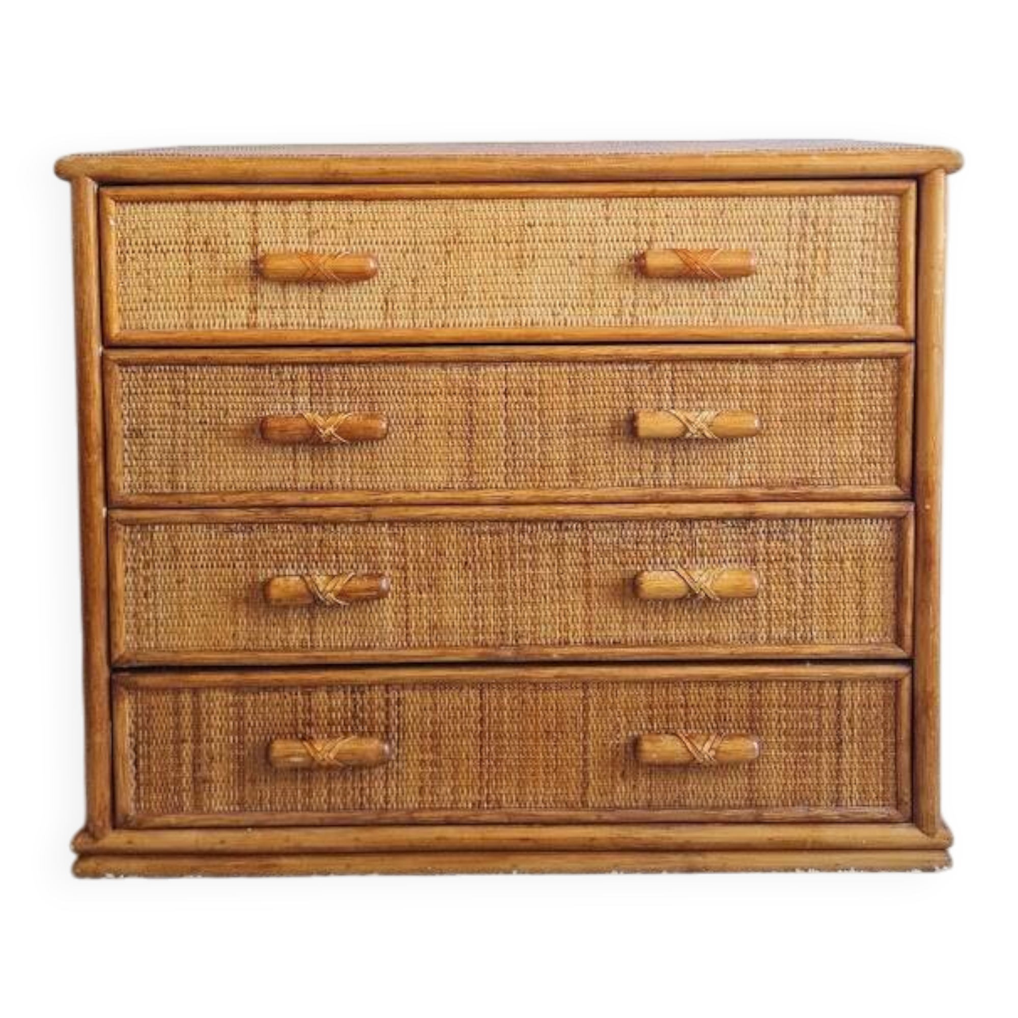Commode en rotin, circa 1970