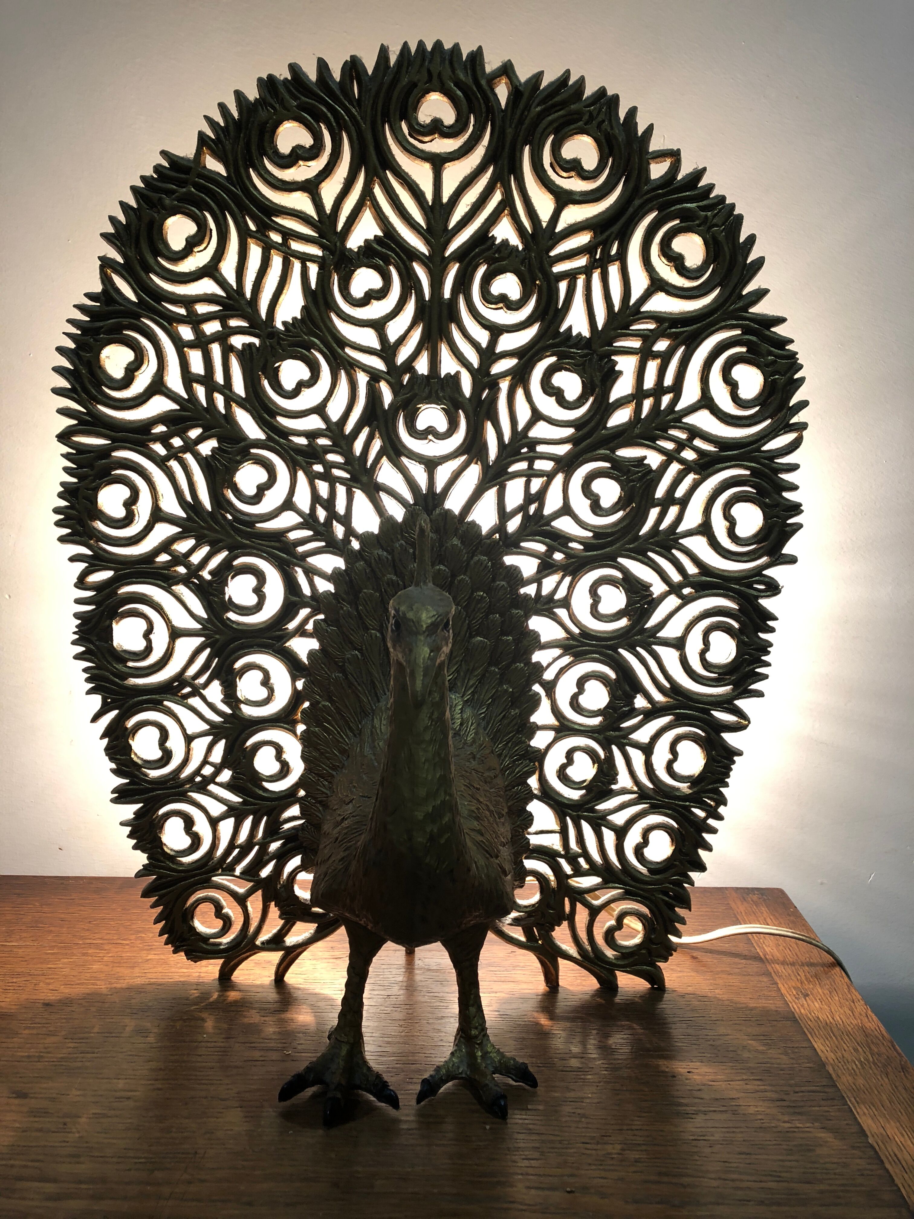 Golden Peacock lamp