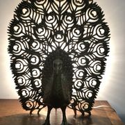 Lampe paon dorée