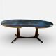 Oval extendable dining table in the style of baumann — ebonised black — vi