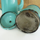 Old coffee maker in pastel blue enamelled sheet