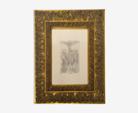 Cadre d’œuvre d’art géant sculpté et doré à la feuille d’or
