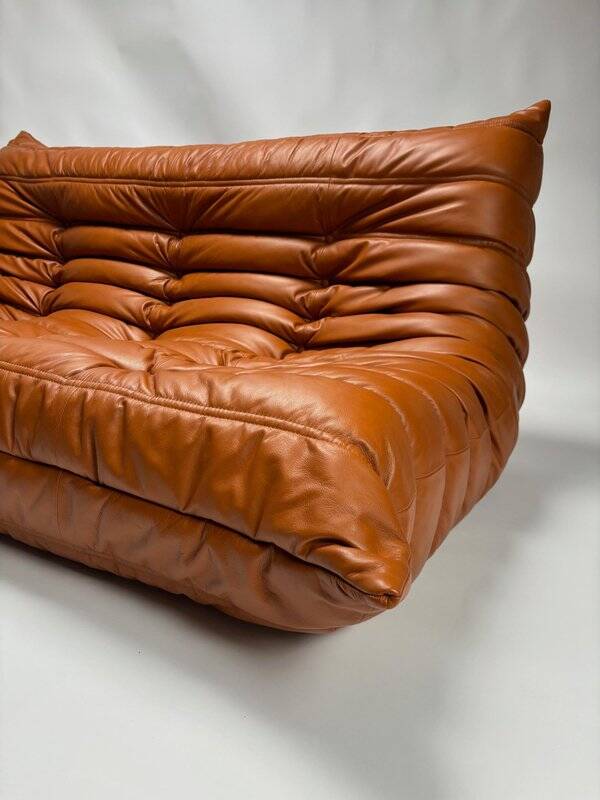 Togo Leather 3-Seaters Sofa attributed to Michel Ducaroy for Ligne Roset, 1992
