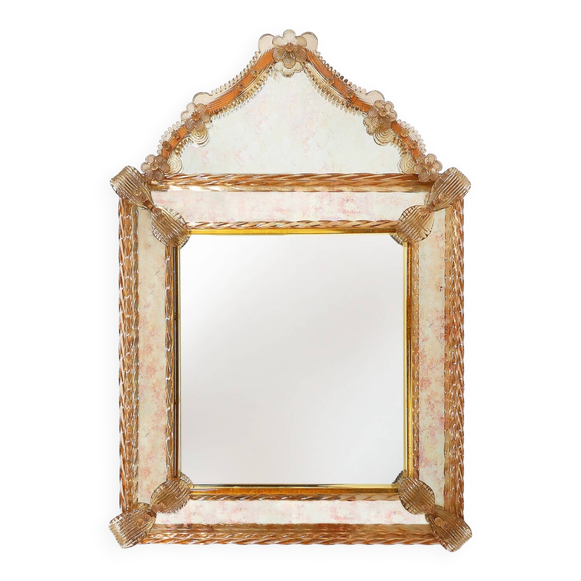 Rare large Venetian Mirror in Murano glass by  Art Venitien, model Campanil