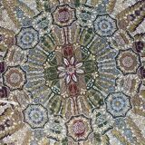 Algiers silk tablecloth, early 20th century, floral motifs enhanced with gold thread, handmade