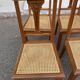4 Art Deco chairs, solid oak, caned, 1950s.
