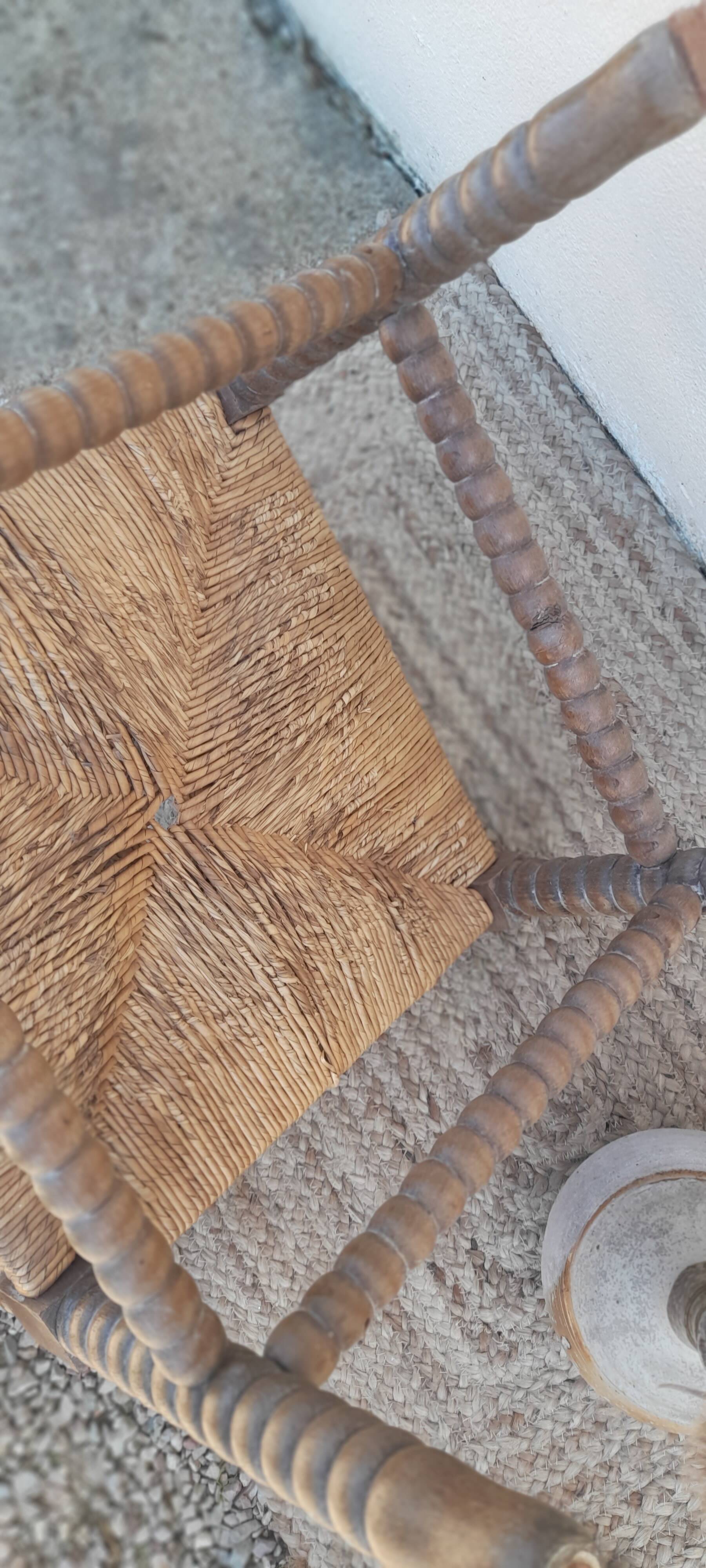 Corner chair/stool in turned and mulched wood, early XXth
