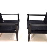 Bofinger set of 2 Farmer lounge chairs with table by Gerd Lange, 1960