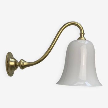 Old brass and opaline xl vintage wall light