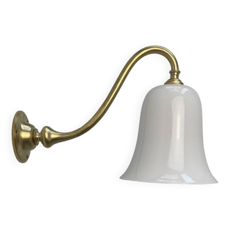 Old brass and opaline xl vintage wall light