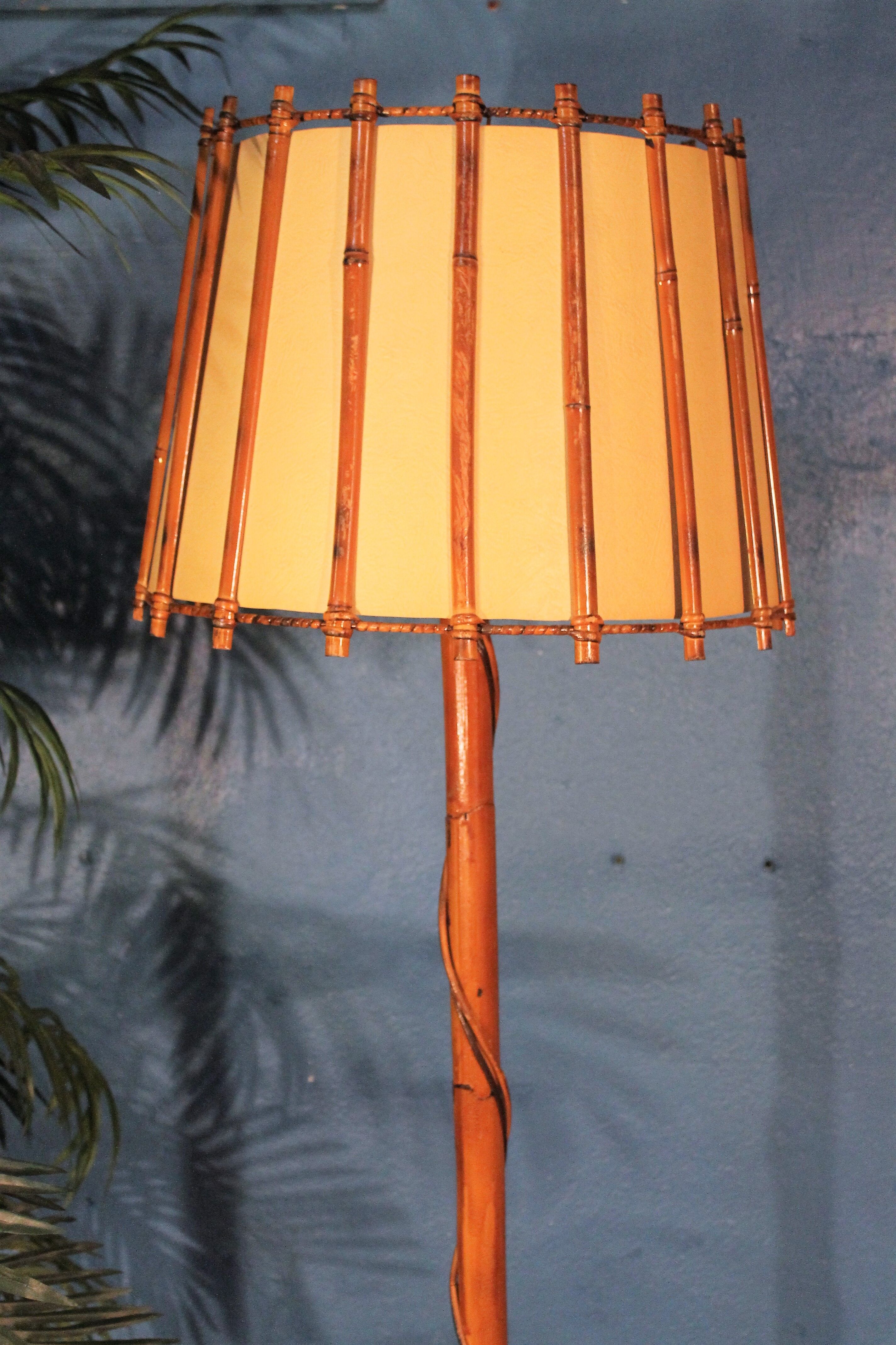 Rattan bamboo lamp 1960